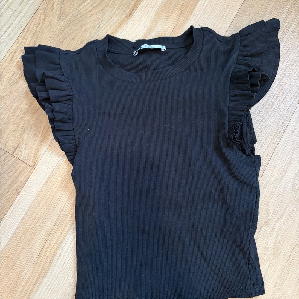 Black Ruffled Top